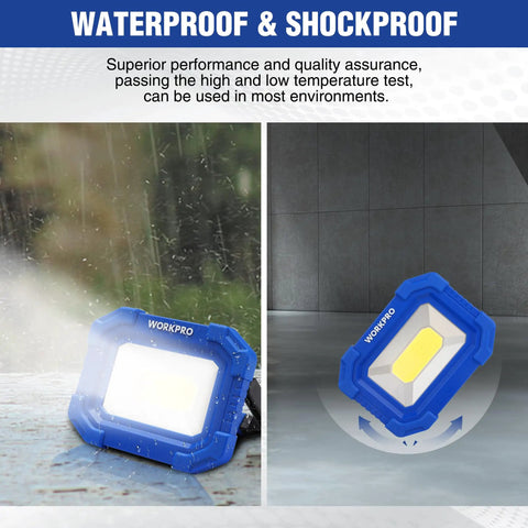 Beast Mode Brightness Rechargeable Magnetic LED Work Light With Stand, Portable 2000LM COB Flood Light in rain and on floor