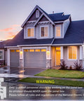 Residential house illustrating Generator Interlock Kit For CH Series Vertical Throw Panels 150 And 200 Amp usage warning.