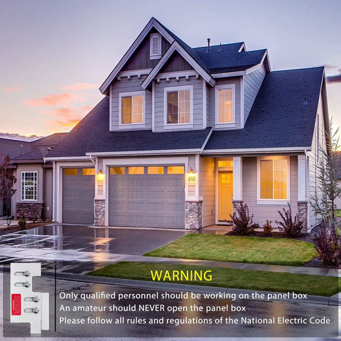 Residential house illustrating Generator Interlock Kit For CH Series Vertical Throw Panels 150 And 200 Amp usage warning.