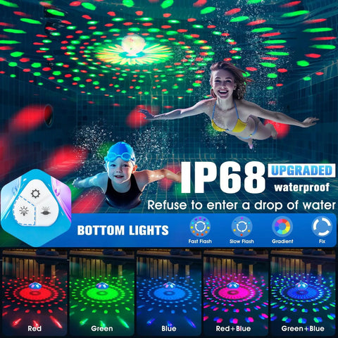 9000mAh Rechargeable Floating Pool Fountain With Light Show No Solar Needed Anchor Included Large LED Water Pump at night