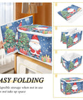 Heavy Duty Collapsible Linen Storage Cubes With Flip Top Lid And Sturdy Rope Handles Super Roomy Closet Organizers with festive Santa design.