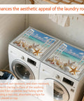Washer and Dryer Top Protector Mat with Anti Slip, Absorbent Dust Cover Pad for appliances featuring beach design, Easy Fit