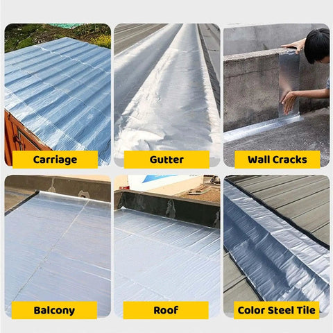Pro Grade Asphalt Roof Repair Tape For Shingle Leak Fix And Gutter Patch Waterproof Seal Strip Aluminum Foil Backing across gutter and roof surfaces.