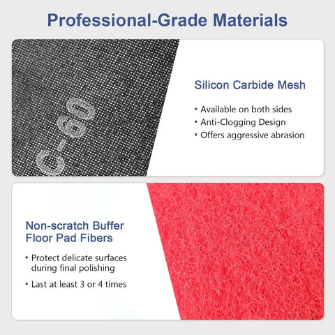 17 Inch Sanding Screen Discs For Wood Floors 60 Grit Black Silicon Carbide Mesh with Red Buffer Pad