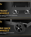 Front and back wheels of Three Tier Tilt Table Welding Cart With 360 Degree Swivel Wheels For TIG MIG Welder And Plasma Cutter