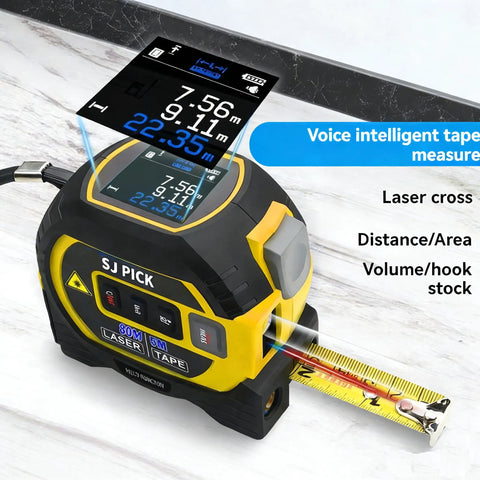 Heavy Duty 3 In 1 Digital Laser Tape Measure With Bright Lcd Backlight And Auto Lock Lever Building Tough As Nails With Pinpoint Accuracy Spanning 262 Feet While Storing Measurements For Quick Layouts That Actually Nail It Every Single Time