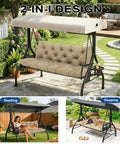 Replacement Cushions For Outdoor Furniture 60x40 Inch Waterproof Porch Bench Cushions For 2 To 3 Seaters With Ties And Backrest 5 Inch Thick Patio Swing Chair Cushion For Garden Backyard Easy To Clean And Breathable Khaki displayed on a garden swing bench.