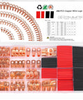 Heavy Duty 260 Piece Copper Wire Lugs And Rings Kit For Battery Cables Includes AWG 2 to 12 Heat Shrink Tubing set in organizer
