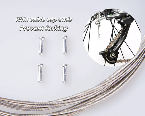 Four Pack Stainless Steel Road Bike Brake Cables Long 1.7 Meter Universal Inner Cables With Tips And O Rings 19 Strand Core
