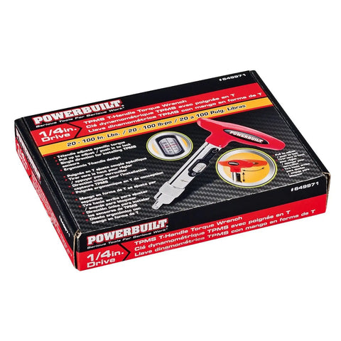Quarter Inch Drive Ratcheting T Handle Torque Wrench With 20 To 100 Inch Pound Range For TPMS Valves And Bike Repair packaging