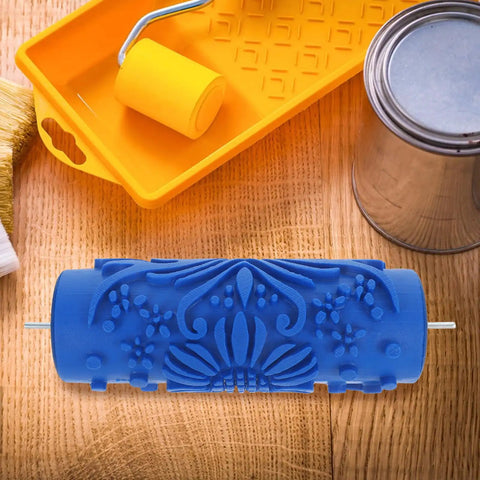 Patterned Paint Roller Brings Flower Wall Art Vibes To Quick Home Decor Refreshes And Furniture Printing Projects Making Each Room A Total Game Changer Always, blue rubber detailed design.