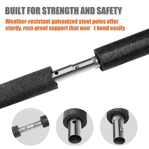 Heavy Duty Universal Replacement Trampoline Poles designed for straight enclosure sets, galvanized steel for strength.
