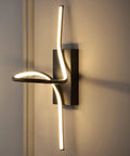 Nine Inch Black Sleek Modern Minimalist Integrated LED Vanity Light Sconce Dimmable Metal Wall Lamp For Bathroom Mirror Living Room Hallway Hardwired ETL Listed illuminating a wall