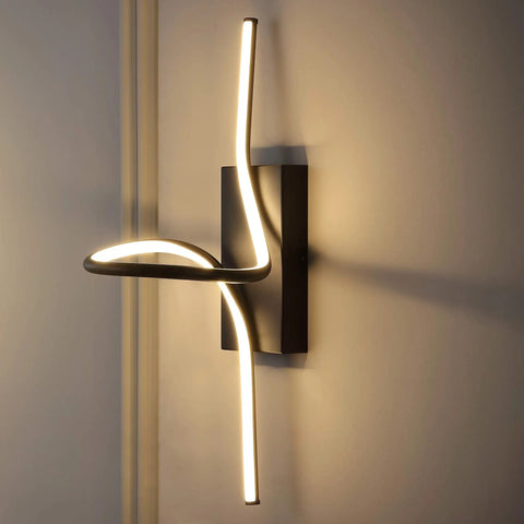 Nine Inch Black Sleek Modern Minimalist Integrated LED Vanity Light Sconce Dimmable Metal Wall Lamp For Bathroom Mirror Living Room Hallway Hardwired ETL Listed illuminating a wall