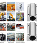 13MM Inner Diameter Aluminum Alloy Linear Motion Ball Bearing Slide For CNC Rigs With Silky Smooth Low Friction Rotation And Beefy Precision Bushing Design displayed in machinery collage.