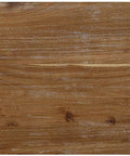 Close-up view of thick solid acacia wood surface showcasing natural grain for Built Tough Industrial Rustic Coffee Table Crafted From Thick Solid Acacia Wood With Two Deep Storage Drawers And Heavy Duty X Shaped Steel Base For Modern Living Room Decor.