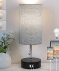 Three Color Temperature Bedside Lamp With USB A Port And USB C Port, No Frills Compact Nightstand Table Lamp For Bedroom