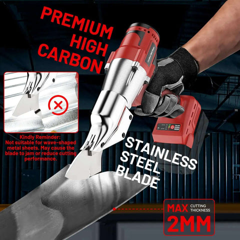 Pro Grade Cordless Metal Shears With 18V Power, 360 Degree Rotating Head, 221 Ft-Lbs Torque, cutting stainless steel sheet