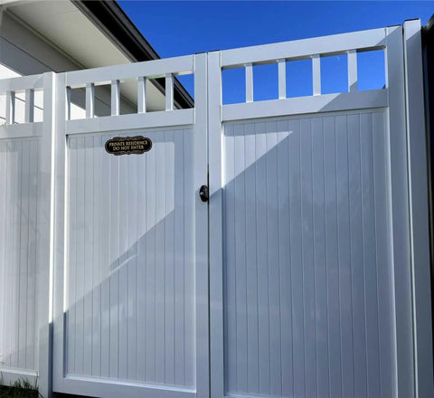 Do Not Enter Sign For Private Residence No Trespassing Keep Out Durable Acrylic Safety Sign installed on white gate