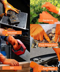 PROMEDIX P orange heavy-duty nitrile gloves, 8-mil, raised diamond texture; industrial DIY gardening