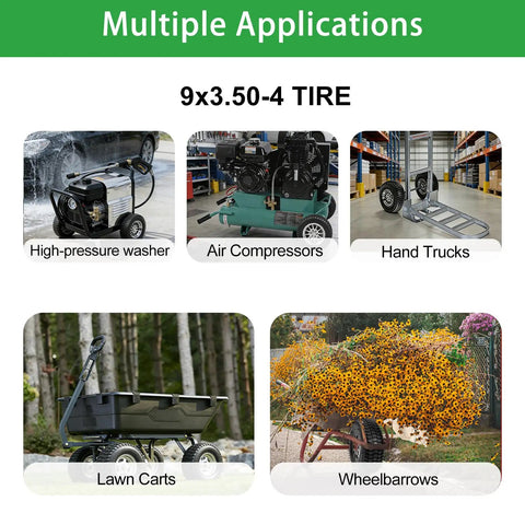Heavy Duty 9x3.50-4 Tire And Inner Tube Set With Bent Valve Stem For Go Karts Scooters Mini Bikes Lawn Mowers Two Pack