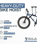 Ceiling Bike Hoist With No Slip Heavy Duty Garage Pulley Lift System For Road MTB Fat Tire And Ebike Storage Space Saving