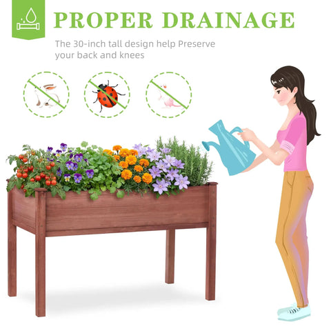 Heavy Duty Raised Garden Bed With Thick 2.4 Inch Leg Stand 48 By 24 By 30 Inches Outdoor Wood Elevated Planter Box With Liner