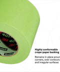 Close-up of High Performance Green Masking Tape 401 Plus For Clean Paint Lines, Superior Adhesion, Crepe Backing, 72 Mm By 55 M roll.