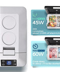 Portable 32 Quart 12 Volt Car Refrigerator And Electric Cooler showing digital display with eco and max mode settings.