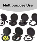 Slick Durable Hardshell Earbuds Case For Apple Ear Pods And Skullcandy Wired Headphones Bumpresistant Travel Tote For Usb C Earpieces Everyday Carry Organizer Black Single Pack with various items inside.