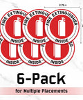 Image of Fire Extinguisher Inside Sticker 6 Pack 2.75 Inch With Ultra Strong Adhesive Weatherproof Decals, showing circular design.