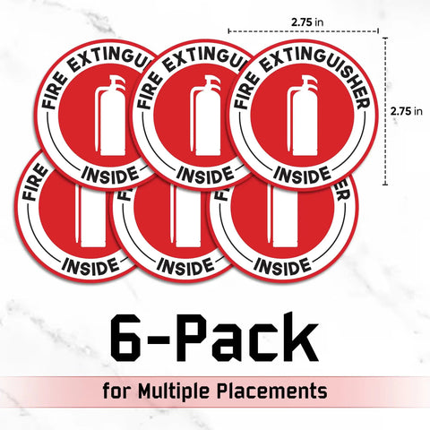 Image of Fire Extinguisher Inside Sticker 6 Pack 2.75 Inch With Ultra Strong Adhesive Weatherproof Decals, showing circular design.