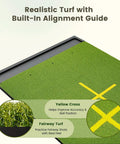 6x4ft Golf Hitting Mat With Built In Ball Tray, 26mm Thick Indoor Outdoor Practice Mat with alignment guides for standing drills
