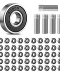 608RS ball bearings, 8x22x7 mm, steel, double rubber sealed, 50-pack with spacers