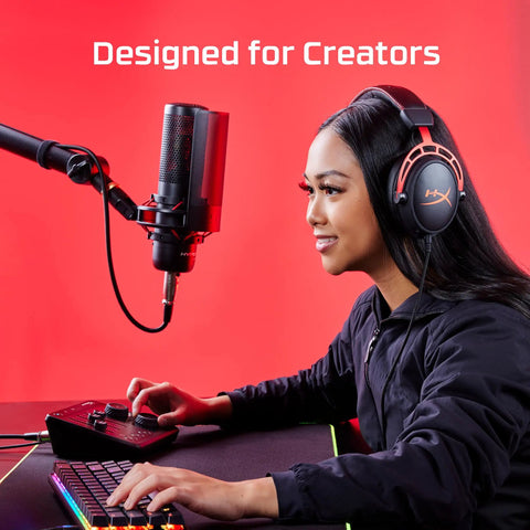 Streamer using Pro Level Audio Mixer Interface For Streamers And Creators With Easy To Use Controls And Studio Quality 24 Bit 96 KHz Sound