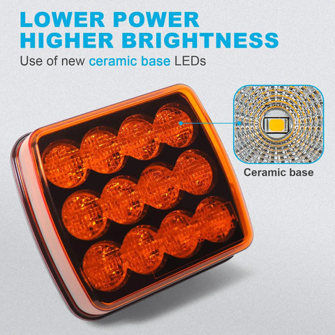 Rechargeable Wireless Magnetic Amber LED Flashing Lights For Vehicles Portable Strobe Hazard Beacons with ceramic base LED close-up
