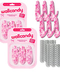 Totally Dope Pink Bow Adhesive Wall Hooks With Heavy Duty Grip Strips For Drama Free Peel And Stick Mounting and solid three pound support, set of 3.