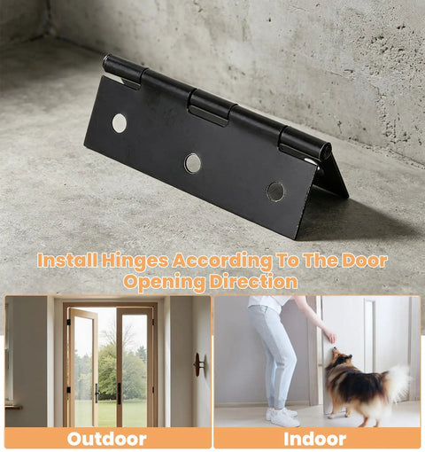 Two Pack Small Door Hinges, Black Stainless Steel 3 Inch Hinges for wood doors and cabinets install demo