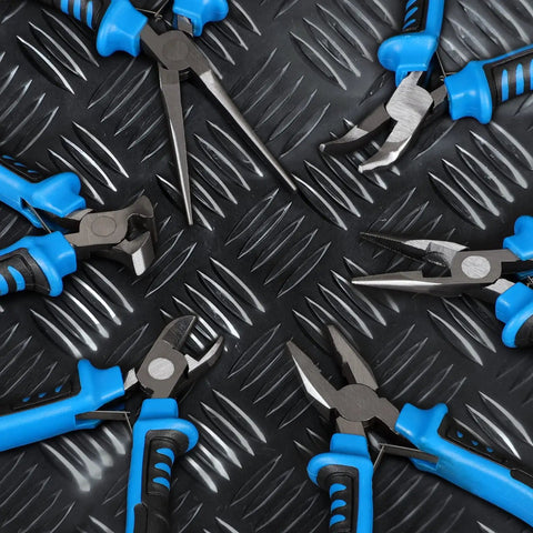 Six Piece Mini Pliers Set With Precision Tools Including Needle Nose Bent Nose Long Nose Diagonal And End Cutting Pliers