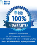 Fette Filter 100% Guarantee badge with commitment to customer satisfaction text