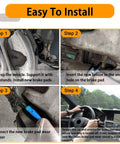 Brake pad wear sensor kit for Mercedes (BINB ROAD): four-step installation guide showing sensor insertion and wiring.