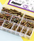 181Pcs M6 Hardware Kit For Crib And Furniture With Flat Head Hex Socket Cap Bolts, Barrel Nuts, in plastic organizer