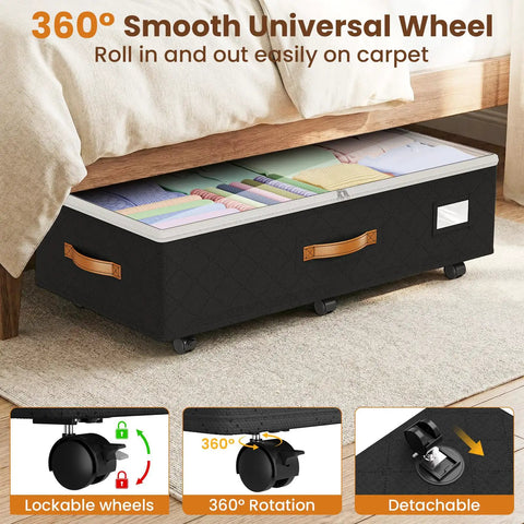 Adjustable Under Bed Storage Bins With Smooth Rollers Rolling Closet Organizers For Clothes And Shoes Flexible Height Expands To Fit All Frames Glides Under Beds Easy To Keep Your Room Lookin Clean