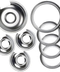 Chrome Stove Burner Drip Pan Set Four Pack For GE Hotpoint Electric Range Replacement Parts By Appliancemates with rings