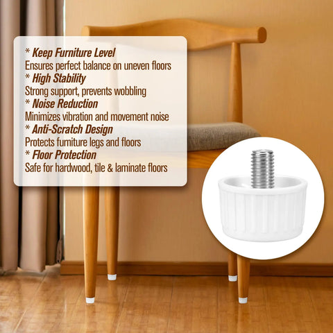 Smooth Operator Fridge Leveling Feet Polyurethane Round Foot Pads Keep Your Freezer Rock Solid Universal Appliance Lift Stabilizer high stability white pads under furniture.