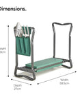 2 In 1 Portable Garden Kneeler Bench And Seat Stool With Tool Bag Accessory, Folding Steel Frame With EVA Foam Cushions, dimensions 59.5x27x49cm
