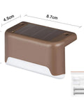 Top Shelf Solar Deck Lights 16 Pack, Slick Brown Shell Step Lights, size 4.5cm by 8.7cm, solar panel on top for outdoor use.