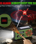 Emergency Hand Crank Solar Radio With 10000mAh Battery And 37000mWh Power Bank, NOAA AM FM Weather Radio, SOS alarm activated