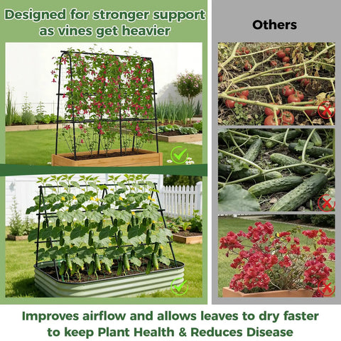 Cucumber Trellis For Raised Beds, U Shape Garden Arch With Netting, Heavy Duty Metal Plant Support For Raised Beds.