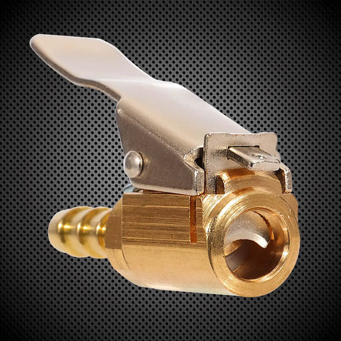 Lock On Air Chuck With Clip For 1/4 Inch Pro Grade Brass Portable Tire Inflator Nozzle Presta Valve Adapter And Tire Chucks